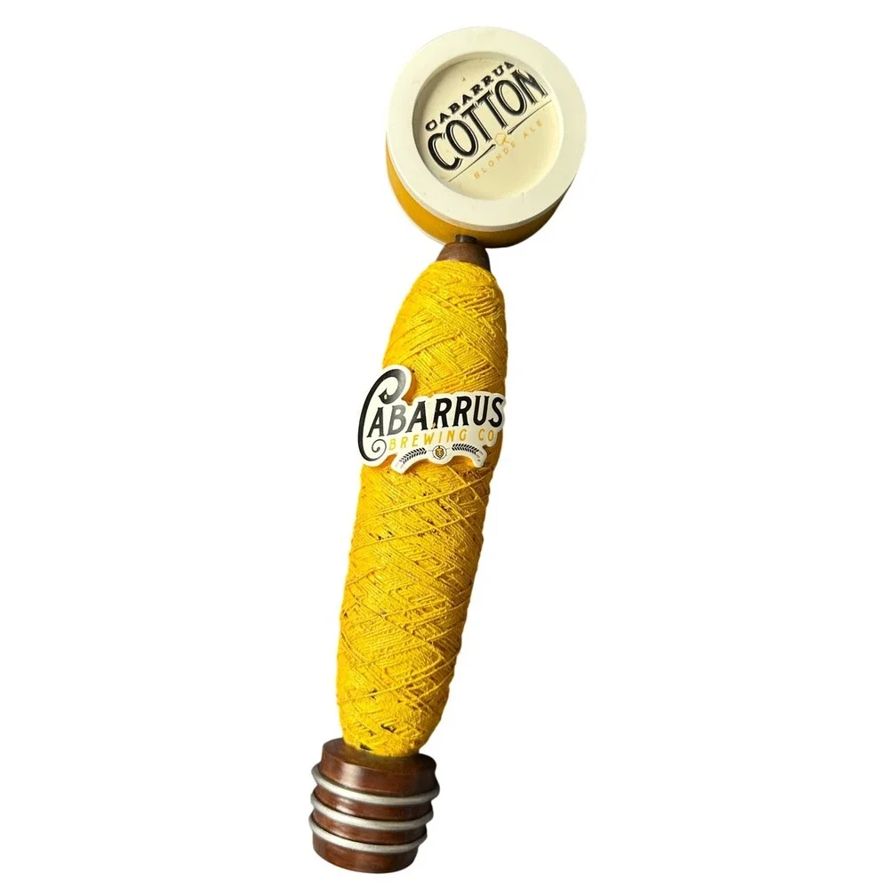 Cabarrus Brewing Co Cotton Blonde Ale Beer Tap Handle Yellow Yarn Wrap North Car